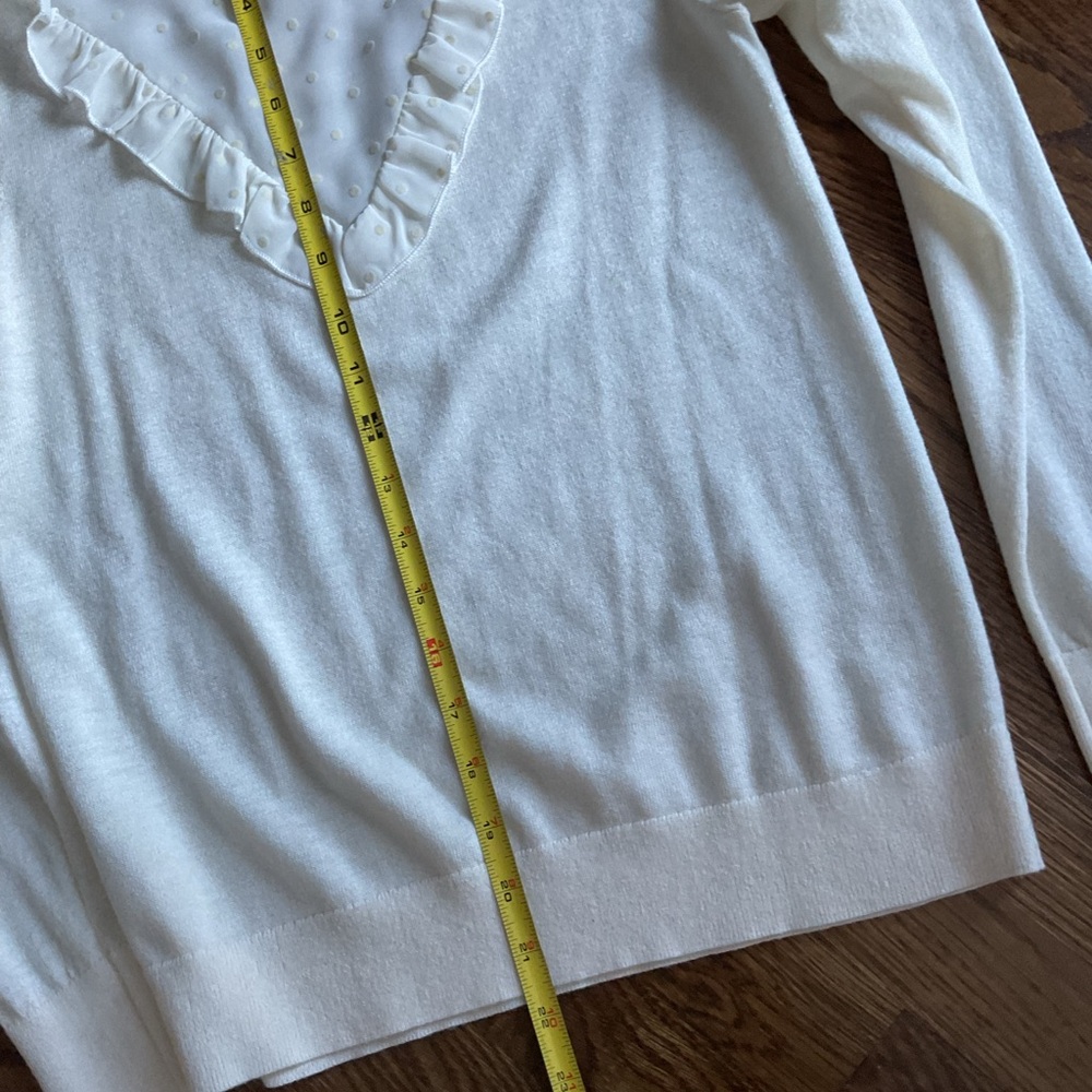 LOFT Cream Sheer Ruffle sweater - Picture 6 of 11